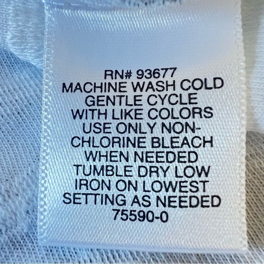 Liz Claiborne Crisp White Cotton Tie Sleeve Ribbed Blouse Top Size Large - Picture 13 of 14